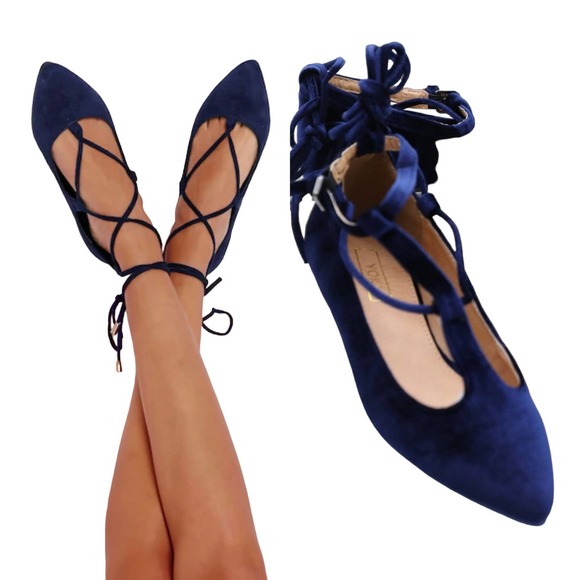 Yoki Shoes - Yoki Women's Lace-up Velvet Pointed Toe Flat Urban 140